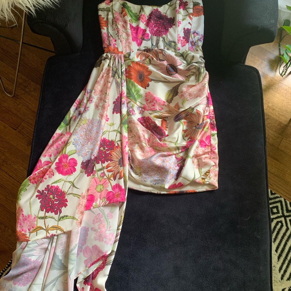 Katie May Floral Strapless Dress Size Small